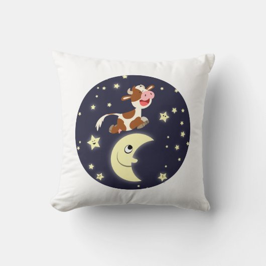 Joli coussin de vache de dessin animé sautant par- (Recto)