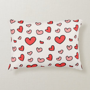 Joli Coussin Décoratif à Motif de Cœurs Rouges et