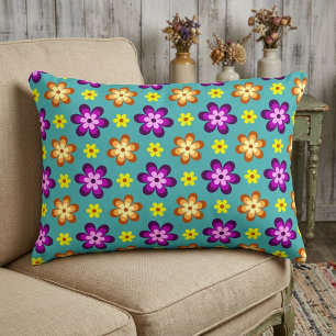 Joli Coussin Décoratif Fleurs Rétro Colorées