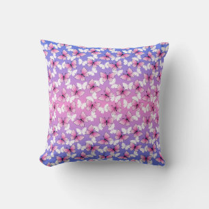 Joli Coussin Décoratif Papillon Rose et Blanc