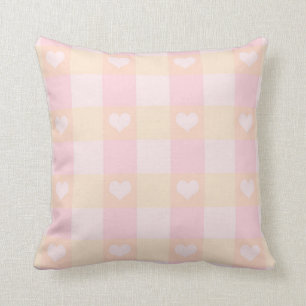 Joli Coussin Filles Cœurs Rose et Jaune Doux