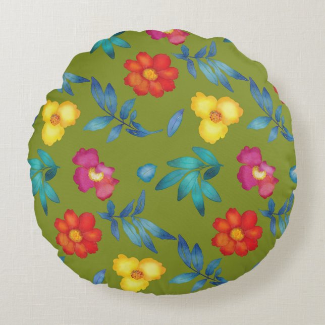 Joli Coussin floral coloré (Devant)