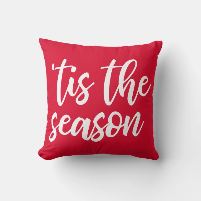 Joli coussin jetable rouge de Noël 'C'est la saiso (Recto)