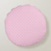 Joli Coussin Rond Rose Pâle et Blanc à Points (Dos)