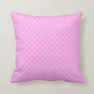 Joli Coussin Rose aux Coeurs Blancs Motif