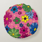 Joli Coussin Rose avec Fleurs Colorées (Dos)
