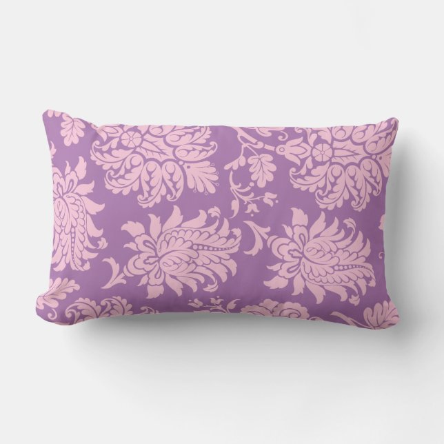 Joli Coussin rose et pourpre Damask (Recto)