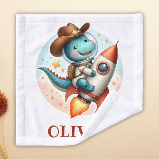 Joli cow-boy de l'espace Trex sur une fusée spatia