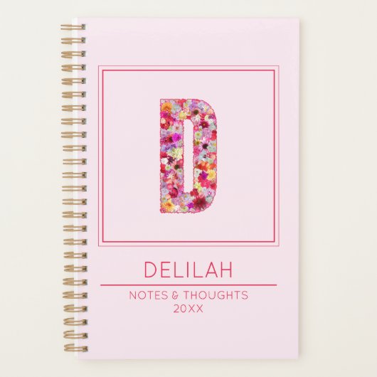 Joli D Monogrammé Floral Rose Féminin (Devant)