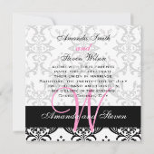 Joli Damask Faire-part de mariage Monogramme rose (Dos)