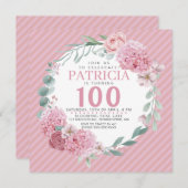 Joli Dans Rose Floral Invitation Anniversaire (Devant / Derrière)