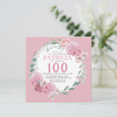Joli Dans Rose Floral Invitation Anniversaire (Debout devant)