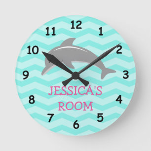 Joli dauphin et horloge murale de nurserie pour en