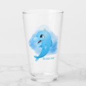 joli dauphins de plage ajouter nom Verre (Dos)