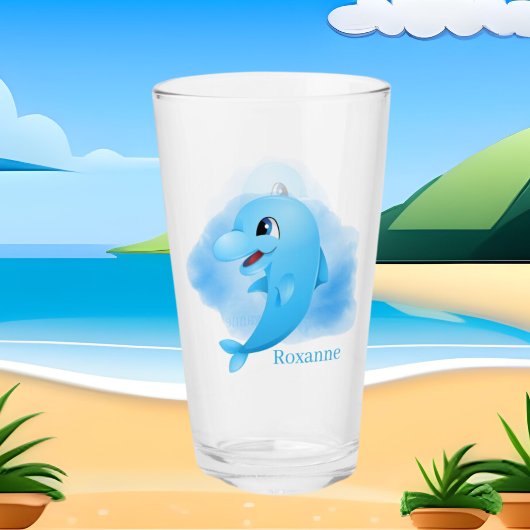 joli dauphins de plage ajouter nom Verre