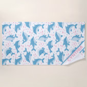 Joli dauphins Serviette de plage personnalisée (Devant)