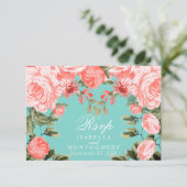 Joli design floral Turquoise et corail - RSVP (Debout devant)