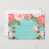 Joli design floral Turquoise et corail - RSVP (Dos)