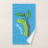 Joli dessin animé de chenille verte mignonne (Serviette à main)