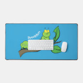 Joli dessin animé de chenille verte mignonne (Clavier et souris)