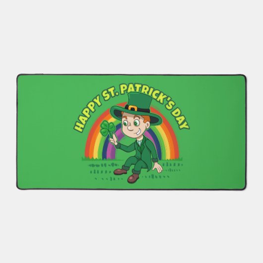 Joli dessin animé leprechaun avec shamrock et arc- (Recto)