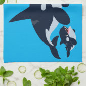 Joli Dessin Cartoon Orca Serviette à Thé Famille (Plié)