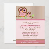 Joli dessin Chouette rose Bébé Douche Invitations (Devant / Derrière)