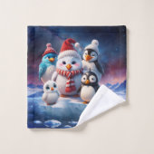 Joli dessin de style pingouins amis. (Gant de toilette)