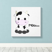 Joli dessin de vache bébé enfants toile enveloppé (Insitu (Plancher de Bois))