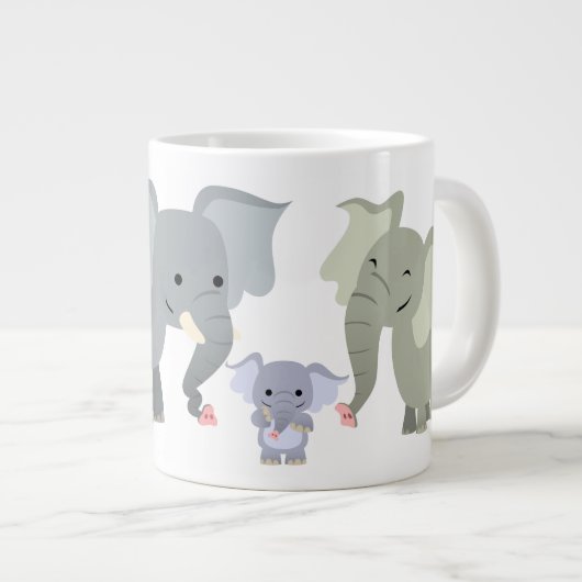 Joli dessin Elephant famille Jumbo Mug (Devant droit)