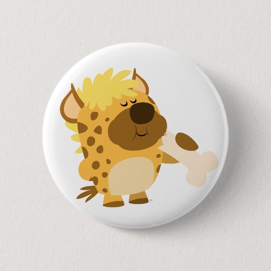 Joli dessin Hyena écrasant un bouton d'os Badge (Devant)