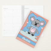 Joli dessin Koala Planner pour enfants avec nom (Devant avec enveloppe)