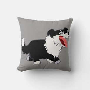 Joli dessin sur la frontière Collie Coussin