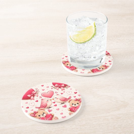 Joli dessous de verre en grès avec motif d'ours en (Côté)