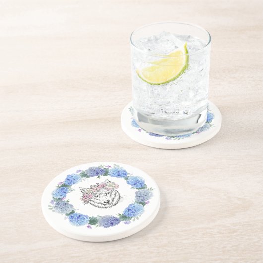 Joli Dessous de verre en grès de Wolf Floral Blue  (Côté)
