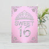 Joli Diamant Rose Tiara Sweet 16 Invitation (Debout devant)