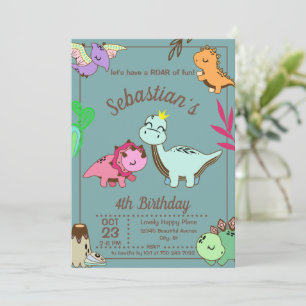Joli Dinosaure Anniversaire Invitation