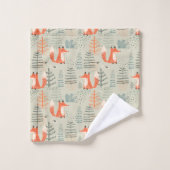 Joli Doodle Fox Forest Motif de bois (Gant de toilette)