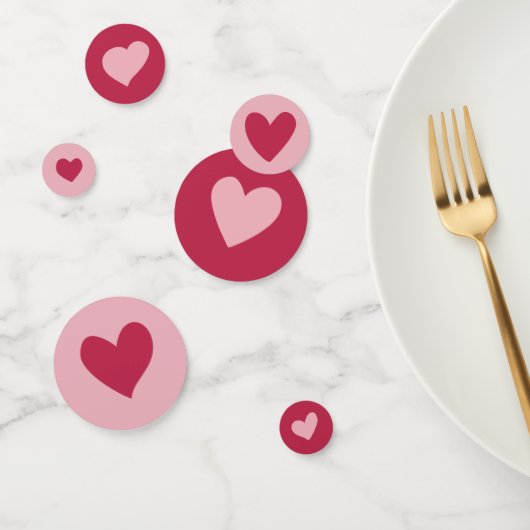 Joli Doodles de Coeur Rose et Rouge Confetti (Groupe)