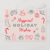 Joli Doodles de Noël sans photo Carte de vacances (Devant)