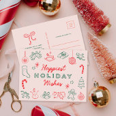 Joli Doodles de Noël sans photo Carte de vacances