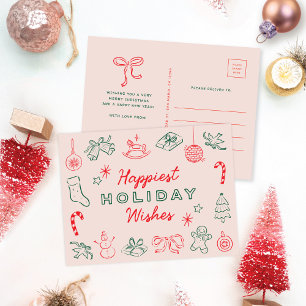 Joli Doodles de Noël sans photo Carte de vacances