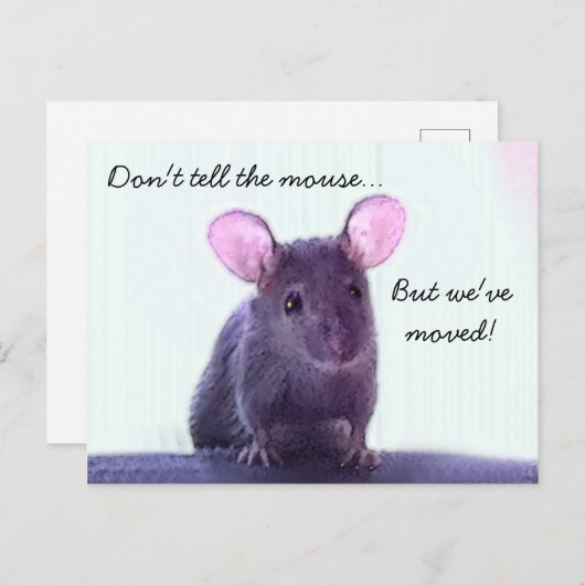 Joli Drôle Cartoon Style Souris Moving Faire-part (Devant / Derrière)