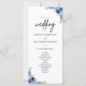 Joli Dusty Blue Floral programmes de mariage (Devant)