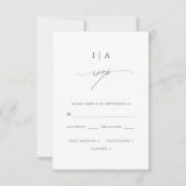 Joli Dusty Blue Monogramme Mariage Rsvp (Devant)