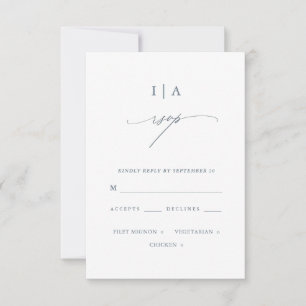 Joli Dusty Blue Monogramme Mariage Rsvp