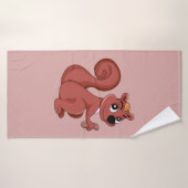 Joli écureuil en caricature avec une cacahuète (Serviette de bain)