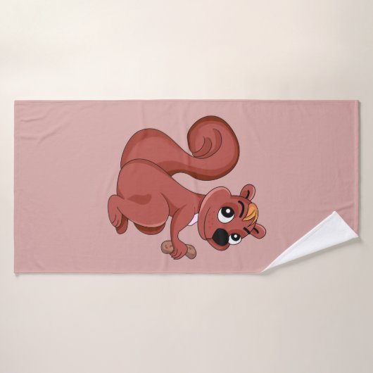 Joli écureuil en caricature avec une cacahuète (Serviette de bain)