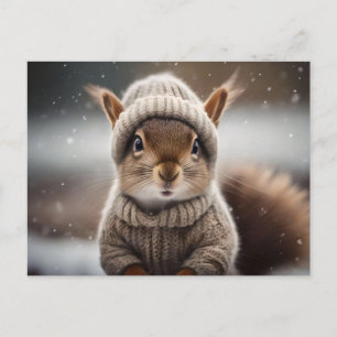Joli Écureuil Habillé pour l'Hiver Carte Postale
