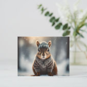 Joli Écureuil Paré pour l'Hiver Carte Postale (Debout devant)